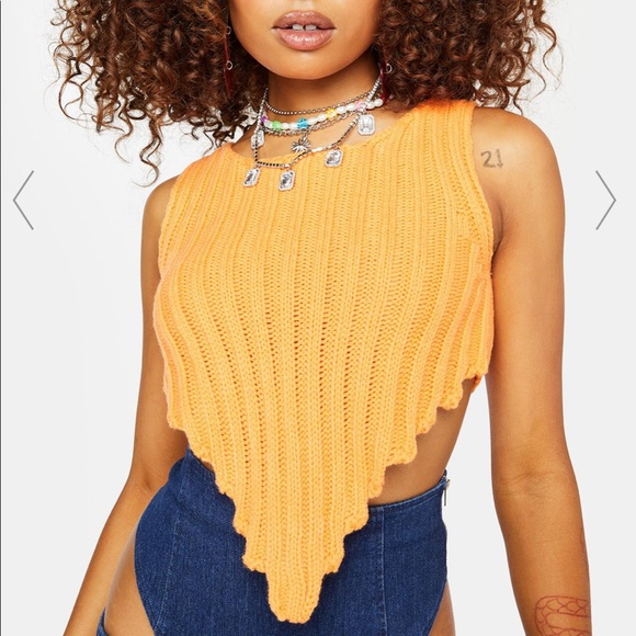 Orange Knit Crop Top - Picture 1 of 4